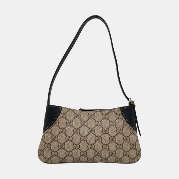 GG Emblem Small Monogram Coated Canvas Beige