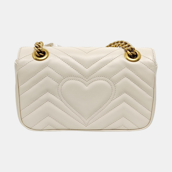 GG Marmont Small Quilted Calfskin White