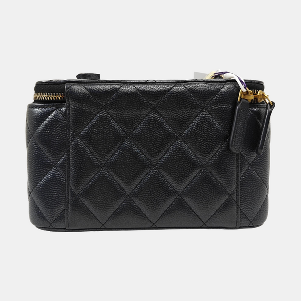 VANITY CASE Small Quilted Grained Calfskin Black