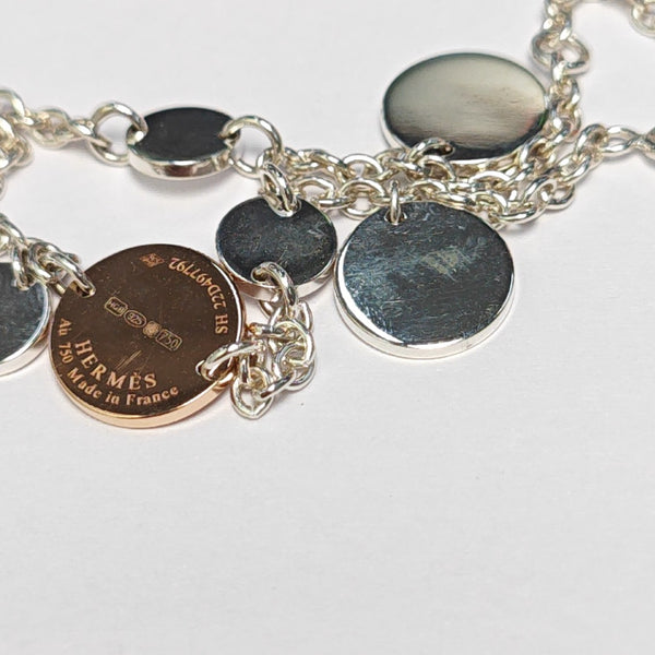 Hermes Ex-Libris 18k Rose Gold Silver Bracelet