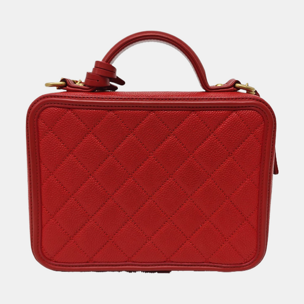 FILIGREE Medium Quilted Grained Calfskin Red