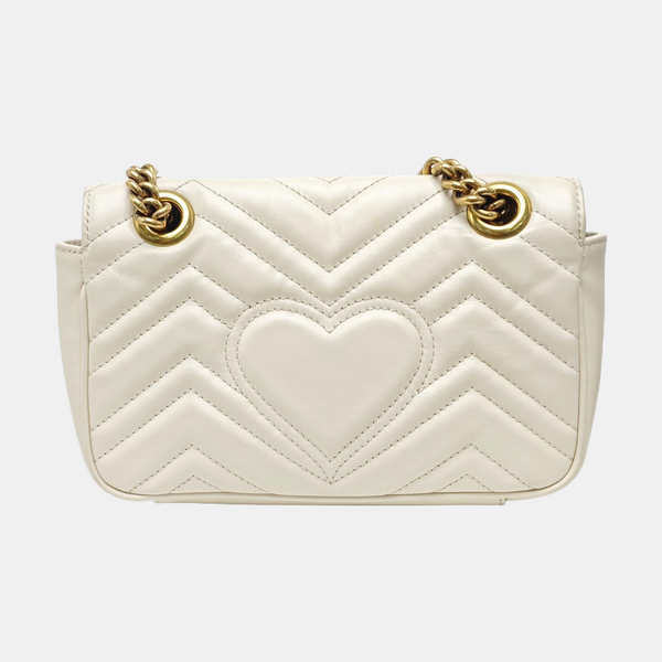 GG Marmont Small Quilted Calfskin White