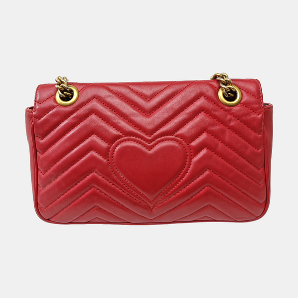 GG Marmont Medium Quilted Calfskin Red