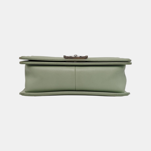 Authenticated pre-owned BOY CHANEL Medium Chevron Calfskin Green - Crossbody Bag at Looply