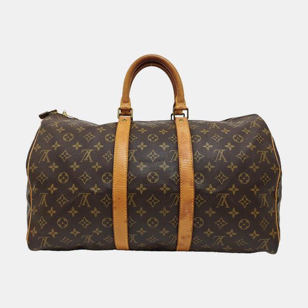 KEEPALL 45 Monogram Coated Canvas Brown