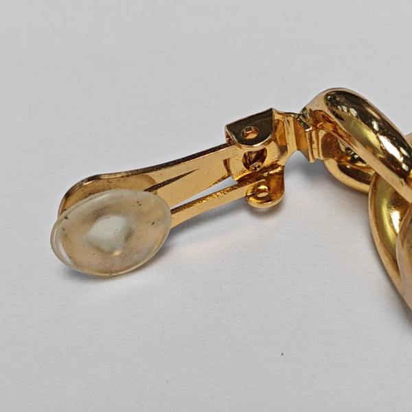 Twist Round Metal Gold Clip On Earrings