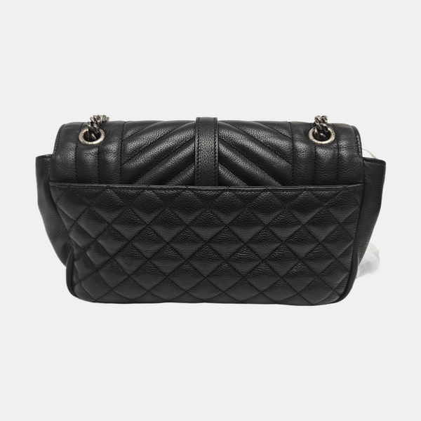 Chevron Lambskin Shoulder Bag Black
