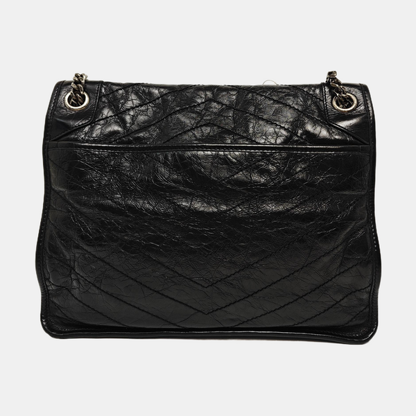 NIKI Large Chevron Calfskin Black
