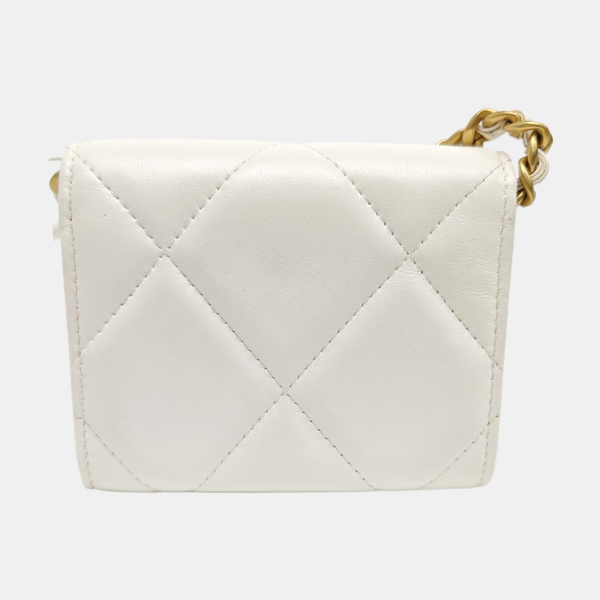 CHANEL 19 Small Quilted Lambskin White