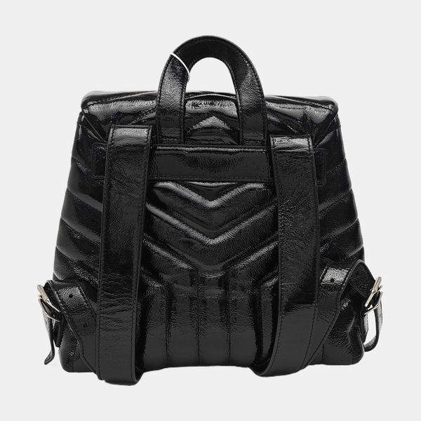 LOULOU Small Chevron Calfskin Black