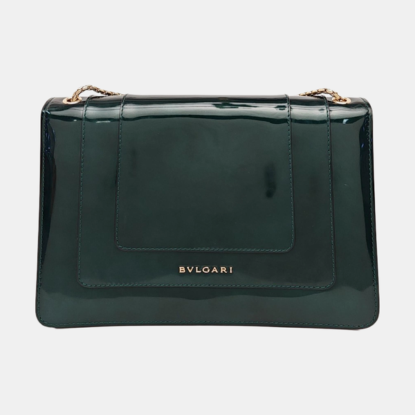SERPENTI FOREVER Quilted Patent Leather Green