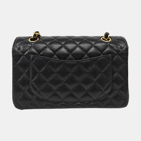 CLASSIC FLAP Small Quilted Grained Calfskin Black