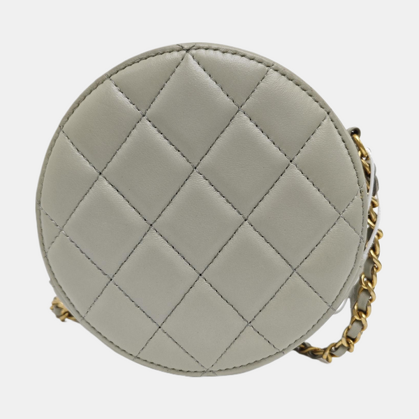 ROUND Quilted Lambskin Gray