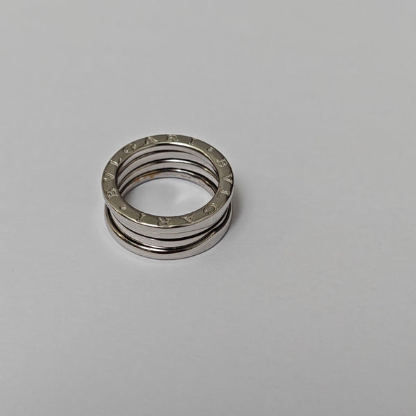B.ZERO1 18k White Gold Silver Ring EU 50