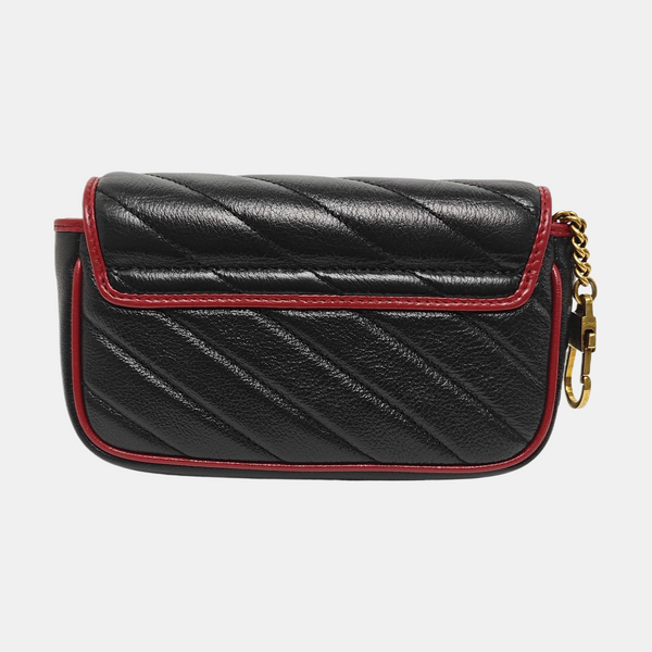 GG Marmont Super Mini Quilted Calfskin Black