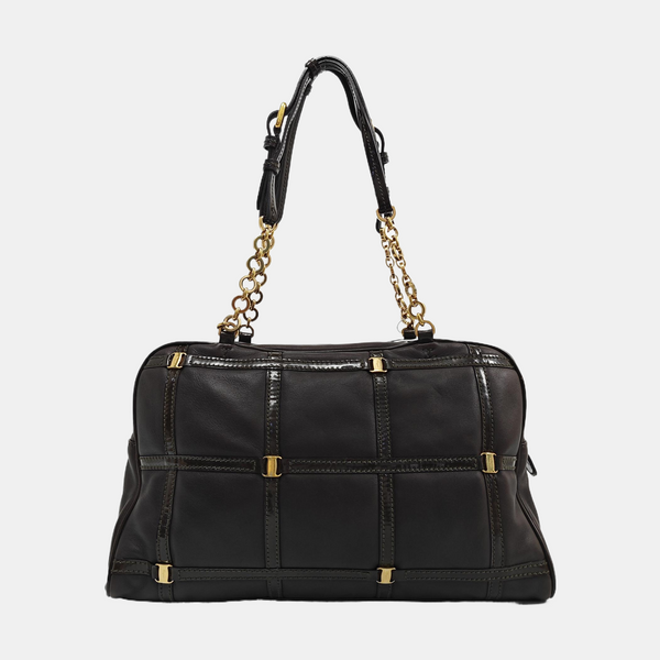 Quilted Calfskin Top Handle Bag Brown