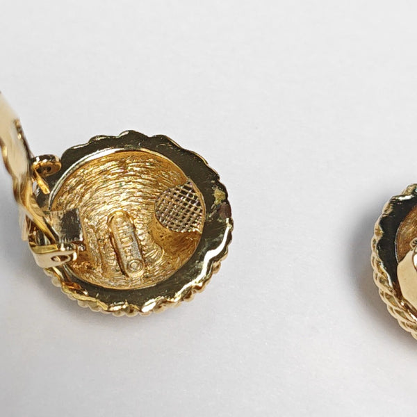 Twist Round Metal Gold Clip On Earrings