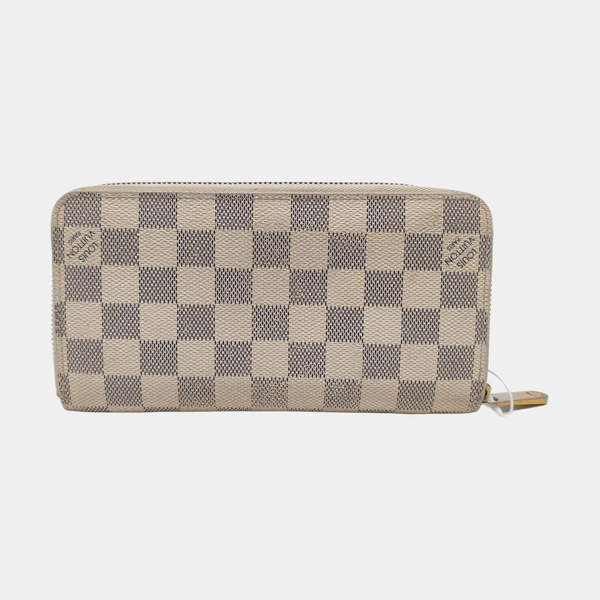 ZIPPY Damier Azur Coated Canvas White Wallet