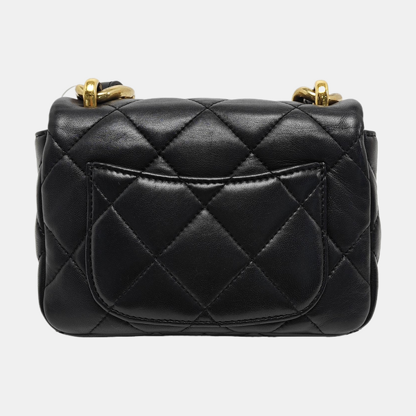 Authenticated pre-owned CLASSIC FLAP Mini Quilted Lambskin Black - Shoulder Bag at Looply