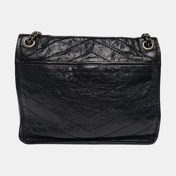 NIKI Medium Chevron Calfskin Black