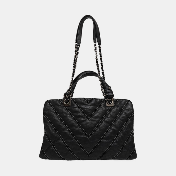 Quilted Calfskin Shoulder Bag Black