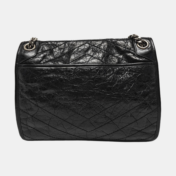 NIKI Medium Chevron Calfskin Black