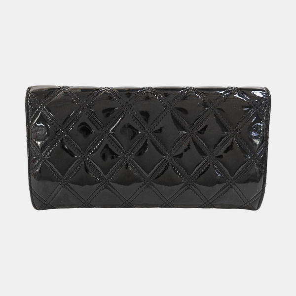 Quilted Patent Leather Wallet Black
