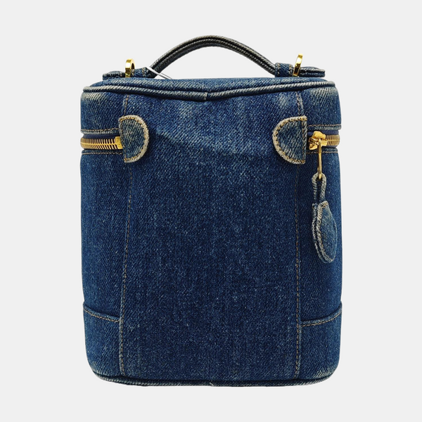 VINTAGE COSMETIC BAGS Quilted Denim Blue