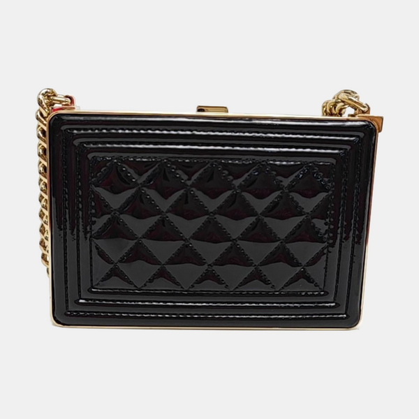 Leboy Quilted Patent Calfskin Black
