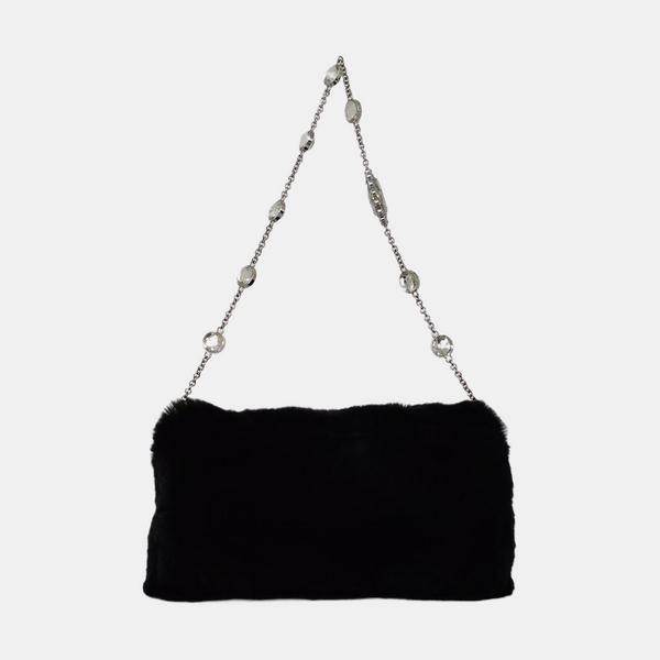 Rabbit Fur Shoulder Bag Black