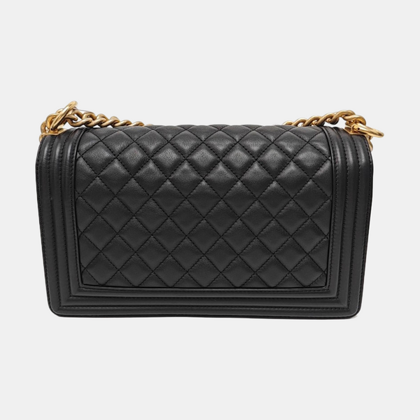BOY CHANEL Medium Quilted Calfskin Black