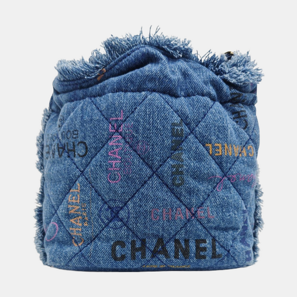 Quilted Denim Shoulder Bag Blue