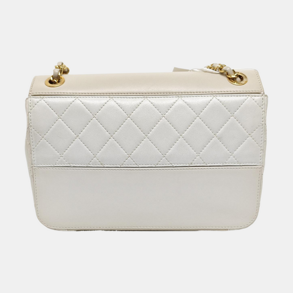 Quilted Lambskin Shoulder Bag White
