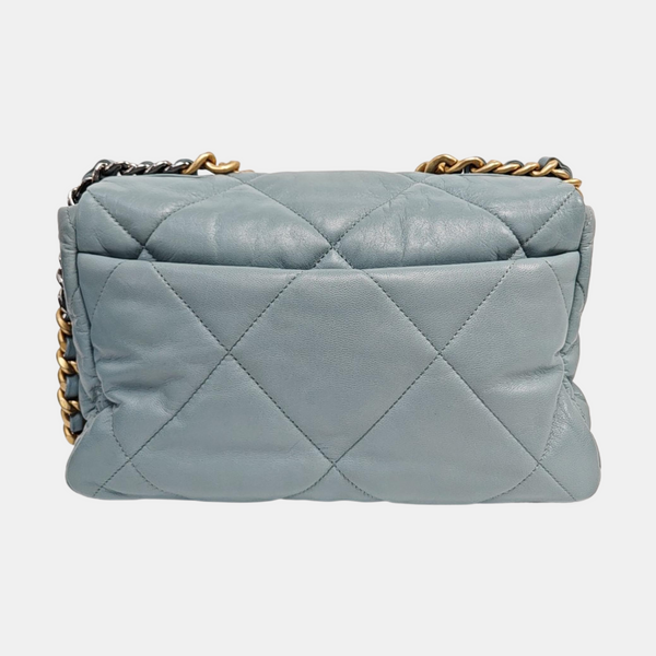 CHANEL 19 Large Quilted Lambskin Blue