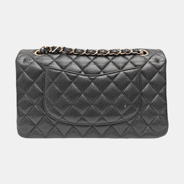 CLASSIC FLAP Medium Quilted Grained Calfskin Gray