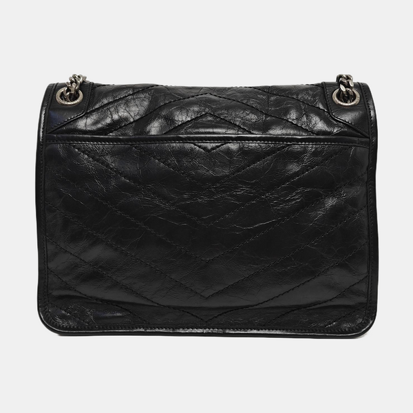 NIKI Medium Chevron Calfskin Black