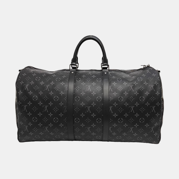 KEEPALL 55 Monogram Coated Canvas Black
