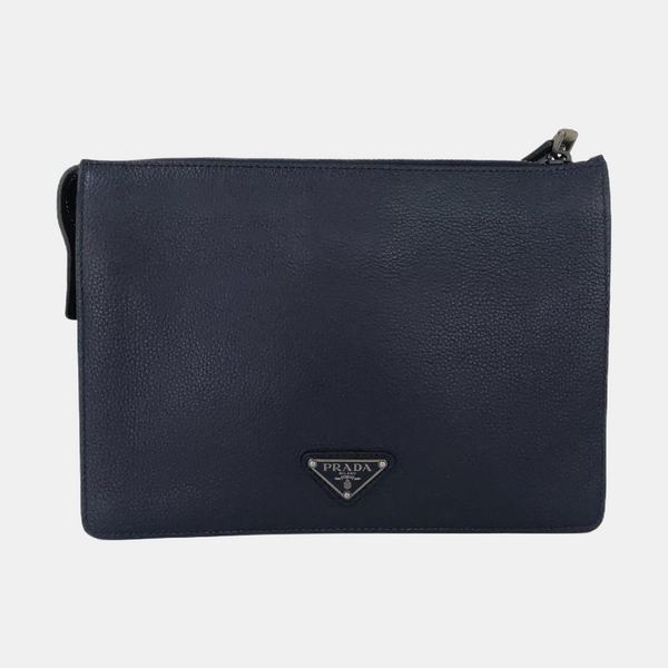 Pouch Quilted Calfskin Blue