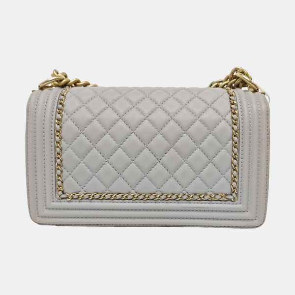 BOY CHANEL Medium Quilted Calfskin Gray