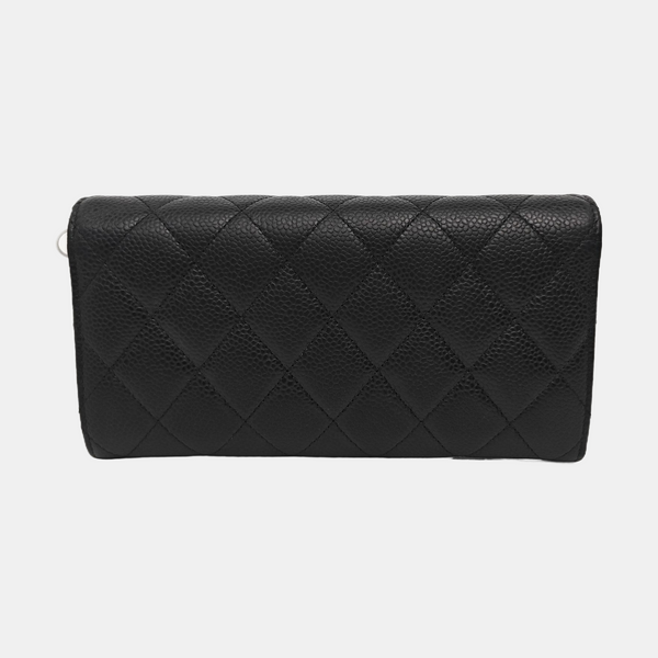 CLASSIC FLAP Mini Quilted Grained Calfskin Black Wallet
