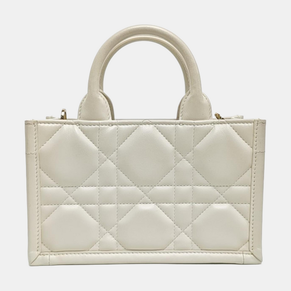 Book Tote Mini Cannage Calfskin White