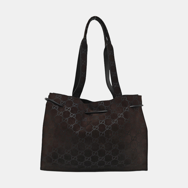 Suede Top Handle Bag Brown