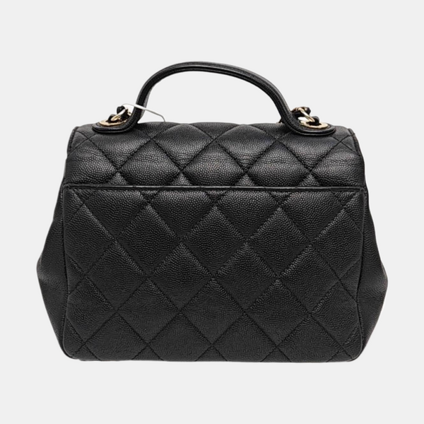 BUSINESS AFFINITY Small Quilted Grained Calfskin Black