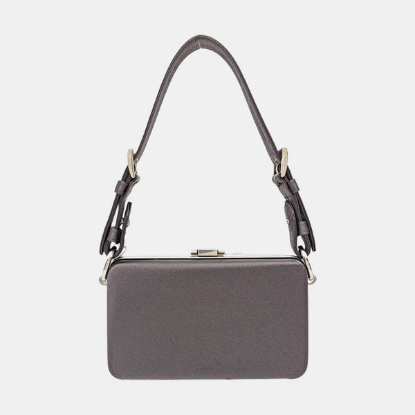 Silk Satin Top Handle Bag Gray