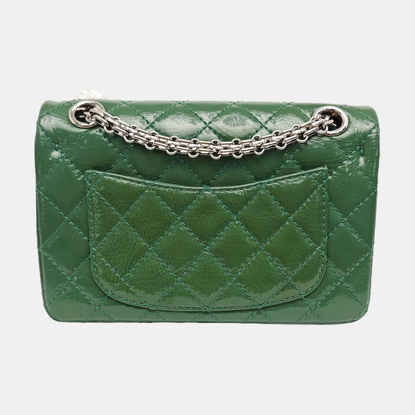 2.55 225 (small) Quilted Patent Leather Green