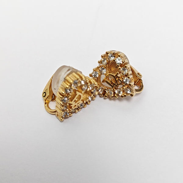 Dior Oblique Metal Gold Clip On Earrings