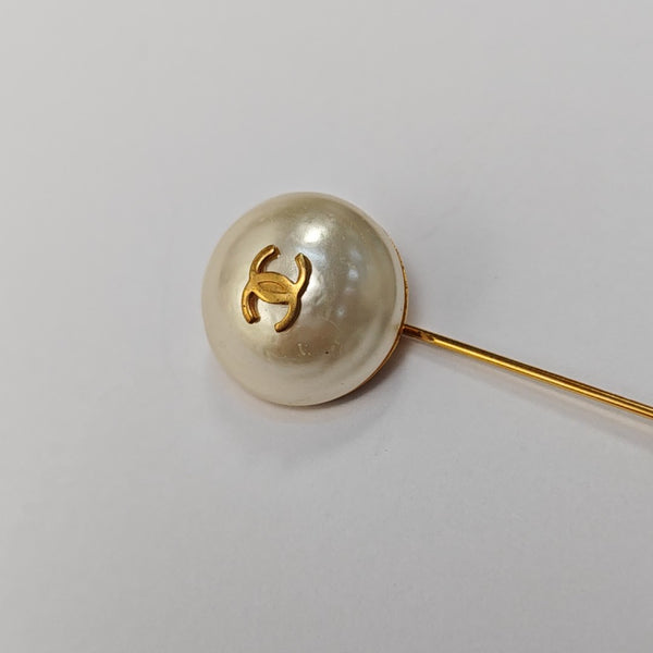 CC Logo Metal White Brooch