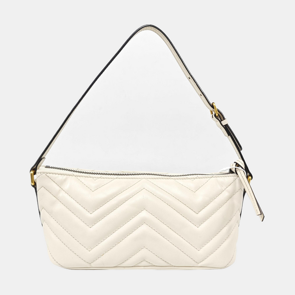 GG Marmont Small Quilted Calfskin White