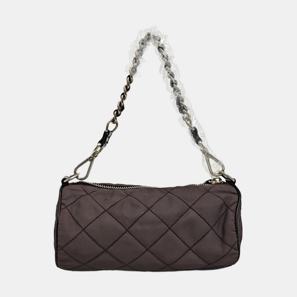 Quilted Nylon Top Handle Bag Purple