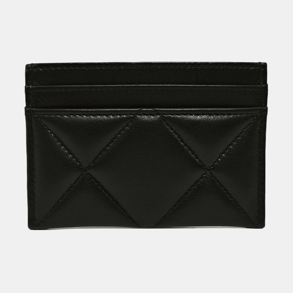 CHANEL 19 Small Quilted Lambskin Black Card Holder
